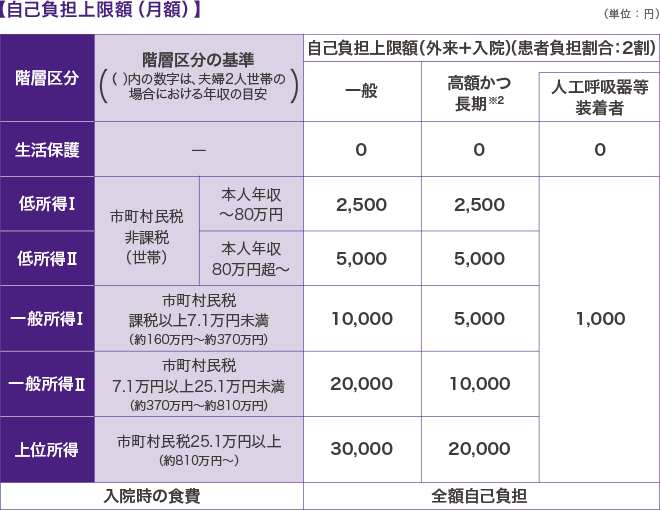 【自己負担上限額（月額）】