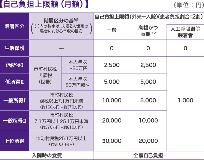 【自己負担上限額（月額）】